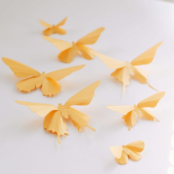 Accents Gold Butterfly 3d Wall Decor Set Of 24 Shimmery Paper